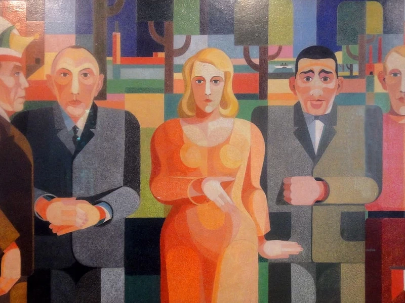 1895-Heinrich Hoerle - ritratti di - il cantante Willi Ostermann, il sindaco Konrad Adenauer, la soubrette Trude Alex, il pugile Hein Domgörgen e l'utore - Museo Civico di Colonia